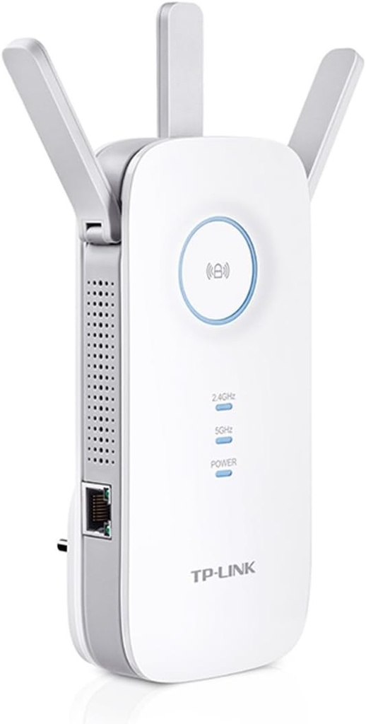Repetor WiFi Gigabit Dual-Band TP-Link 1750 Mbps: 450 Mbps pe 2.4 GHz și 1300 Mbps pe 5 GHz, 1 port Gigabit Ethernet, compatibilitate universală, instalare ușoară, versiune franceză ((RE450 (FR))