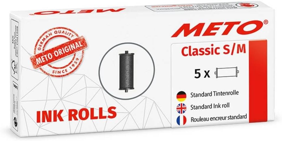 Role de cerneală originale Meto pentru etichete manuale ProLine S și M 9506060 (pentru etichete de 26 x 12 mm și 26 x 16 mm) 5 bucăți, negre