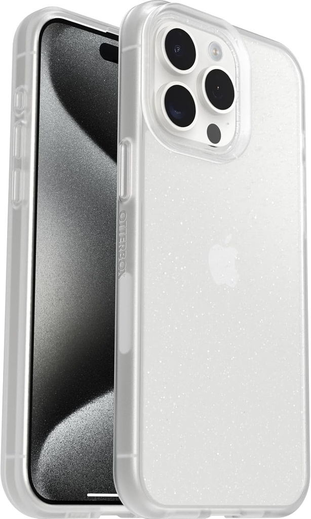 Carcasă OtterBox React Series pentru iPhone 15 Pro Max, rezistentă la șocuri, căderi, ultra-subțire, carcasă de protecție, testată în standarde militare, Stardust/Transparentă