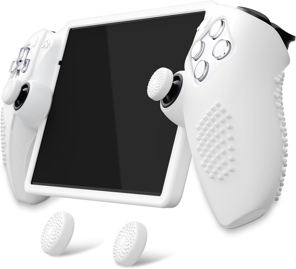 Husă de protecție din silicon PlayVital pentru PS Portal cu mânere pentru degetul mare – Confort îmbunătățit la prindere | Design antiderapant cu ținte 3D | Protecție completă | Potrivire albă