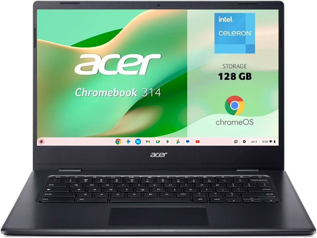 Laptop Acer Chromebook CBOA314 - Laptop Google FullHD de 14" (Intel Celeron N4500, 4GB RAM, SSD de 128GB, ChromeOS) Negru, QWERTY