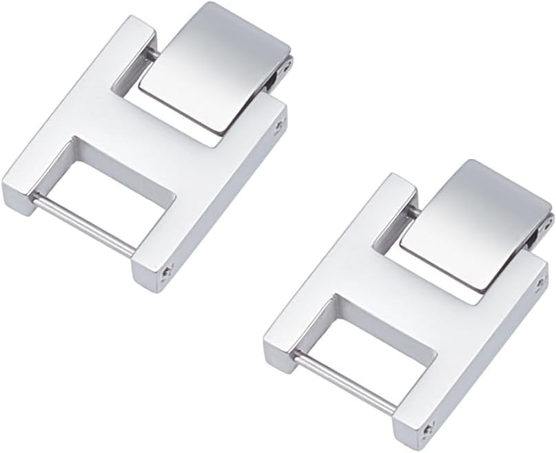 WEBEEDY 2 bucăți argintii pentru ceas sau brățară, oțel inoxidabil, cu încuietoare pliabilă, extensie pentru ceas, curea metalică pătrată, accesorii de schimb pentru fabricarea bijuteriilor, consumabile