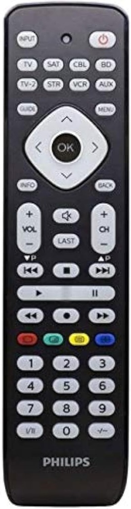 Philips SRP2018/10 - Telecomandă universală TV, telecomandă 8 în 1, buton inteligent, până la 8000 de coduri IR, configurare ușoară, negru