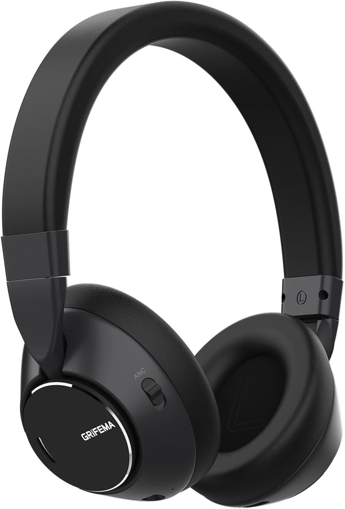Căști GRIFEMA GH1001 ANC cu anulare activă a zgomotului, căști wireless over-ear, ușoare, confortabile și pliabile, autonomie a bateriei de până la 25h, Bluetooth 5.3, negre