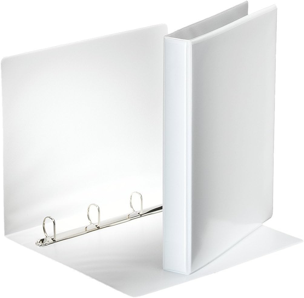 Esselte FSC A4 4 DR/25 mm - Dosar de prezentare (dosar personalizabil cu inele, capacitate 140 de coli, carton acoperit cu polipropilenă), alb