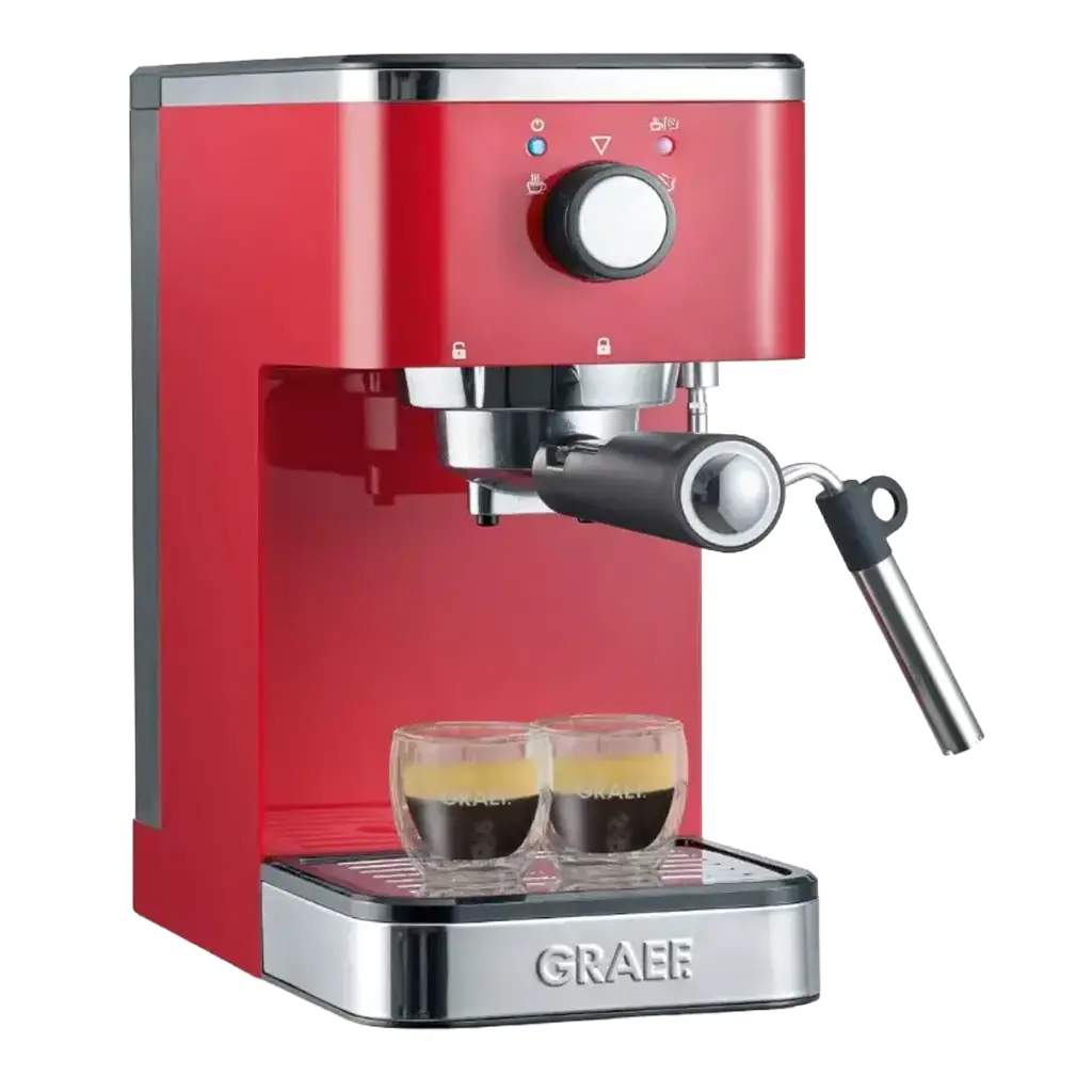 Espressor automat cu spumator Graef ES403 Salita, pre-infuzare, control temperatura, 15 bar, 1400 W, 1.25 L, rosu