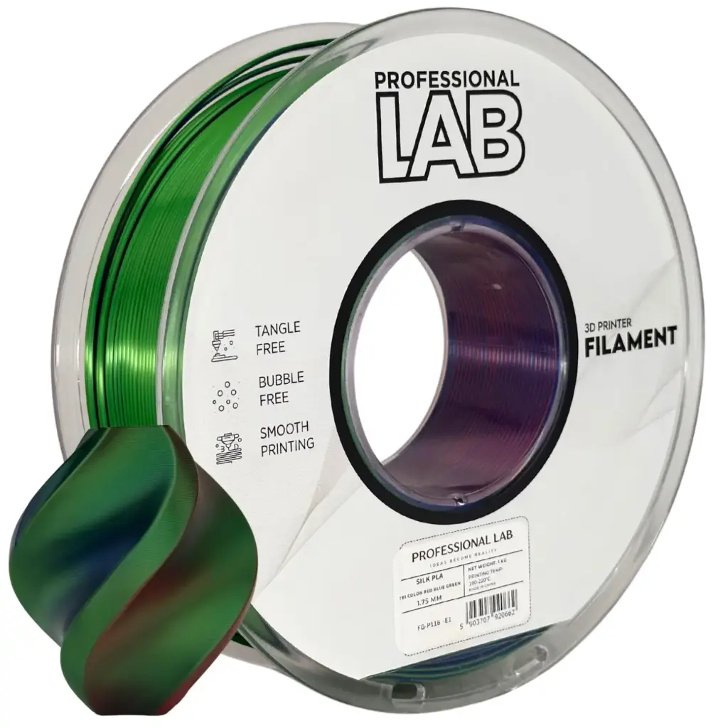 Filament imprimanta 3D Silk PLA Tri Color Red Blue Green - Prof. Lab 1.75mm 1KG