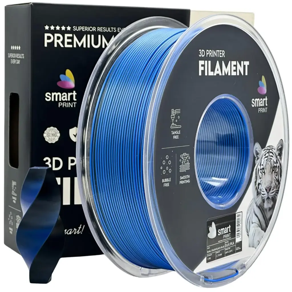 Filament imprimanta 3D Silk PLA Dual Color Black Blue - Smart Print 1.75mm 1KG