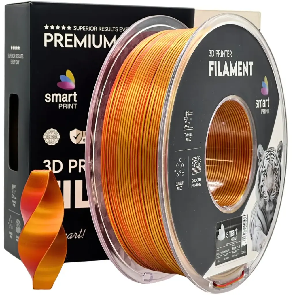 Filament imprimanta 3D Silk PLA Dual Color Red Gold - Smart Print 1.75mm 1KG