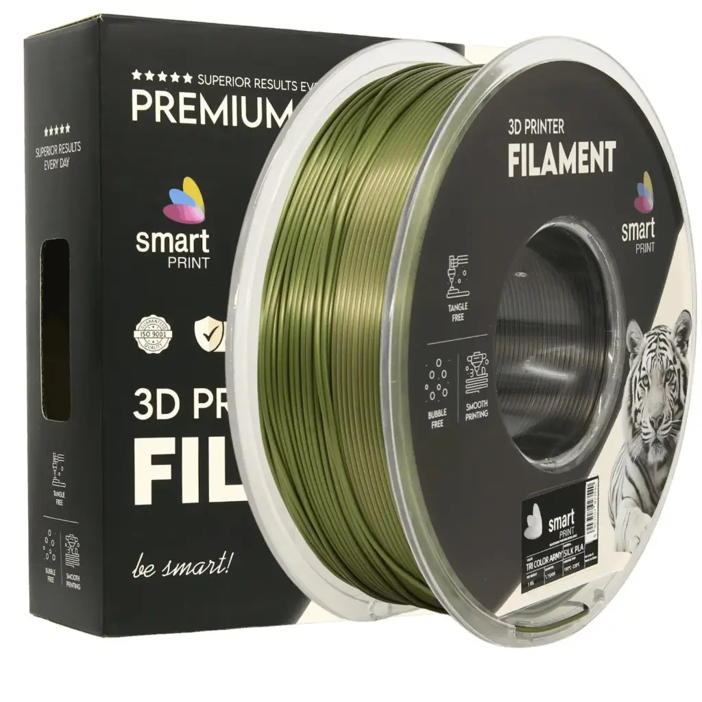 Filament imprimanta 3D Silk PLA Tri Color Army - Smart Print 1.75mm 1KG