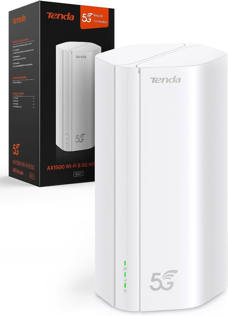 Router 5G Tenda 5G01 WiFi 6 1500Mbps, Modem 5G/4G LTE, Slot Nano SIM, Mesh WiFi+, 6 Antene