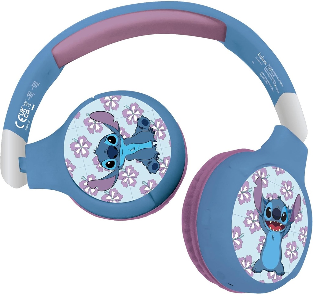 Căști Copii LEXIBOOK Disney Stitch 2în1 Bluetooth și Cu Fir, Microfon, Pliabile, Baterie Reîncărcabilă