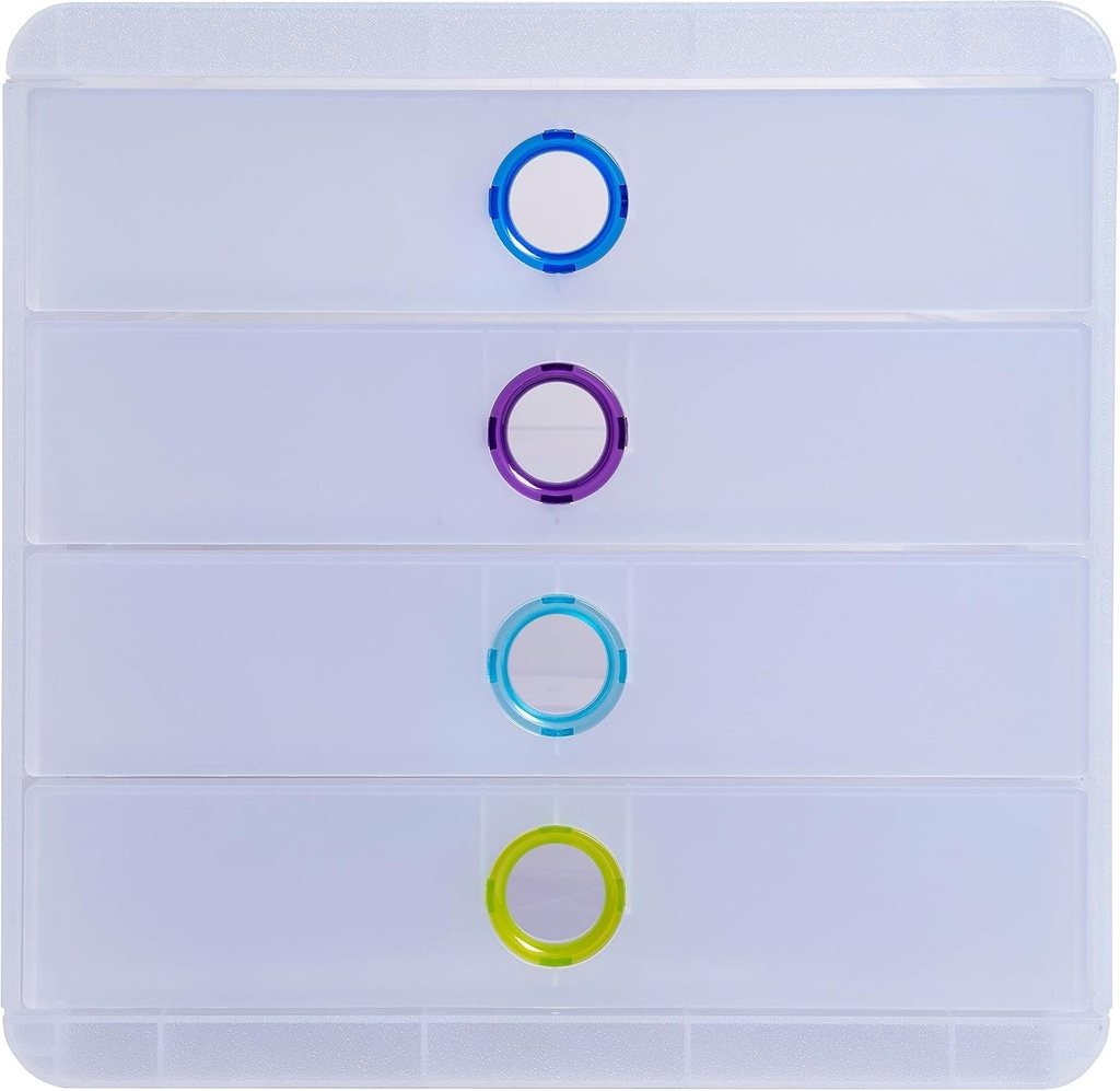 Exacompta POP-BOX Cutie cu 4 Sertare pentru Documente A4+, 4 Culori Asortate