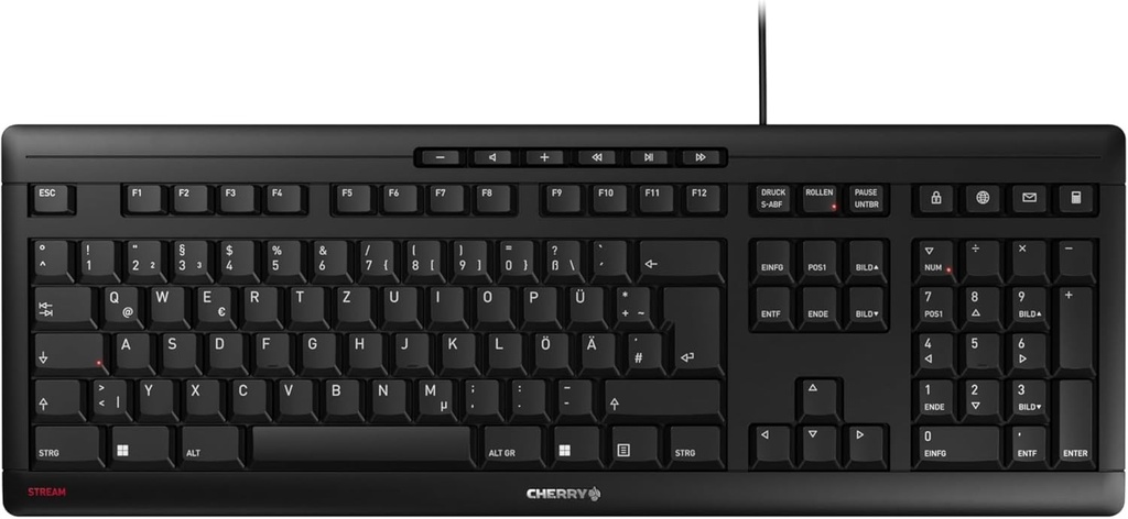 CHERRY Stream Keyboard Tastatură cu Fir, Layout Francez AZERTY, Silențioasă, Design Subțire, Negru