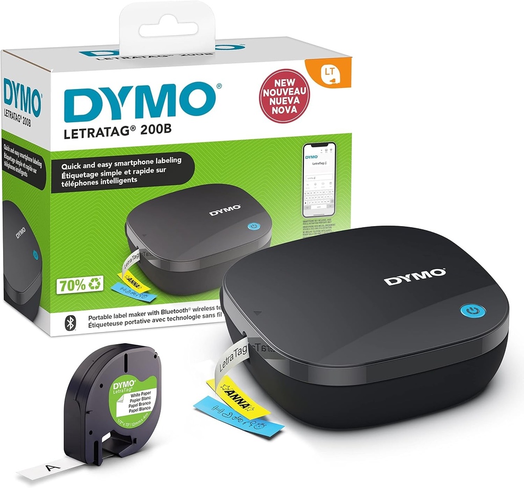 DYMO LetraTag 200B Aparat de Etichetat Compact cu Bluetooth pentru iOS și Android