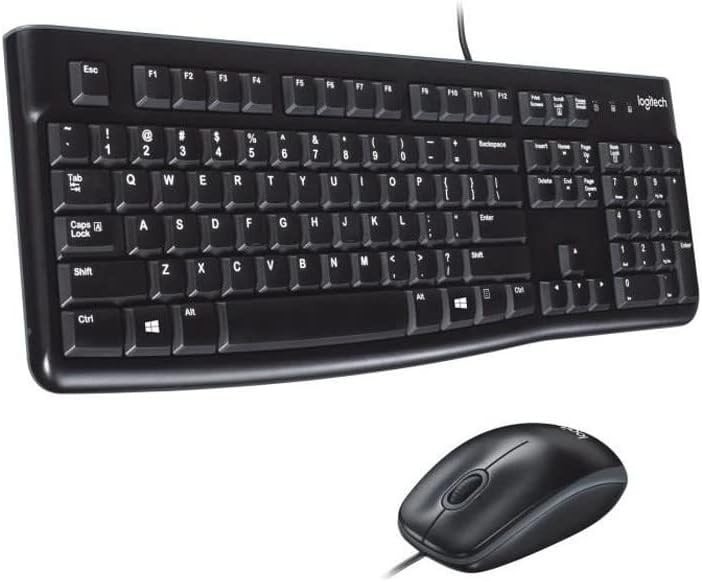 Logitech MK120 Set Tastatură și Mouse cu Fir, AZERTY, Negru