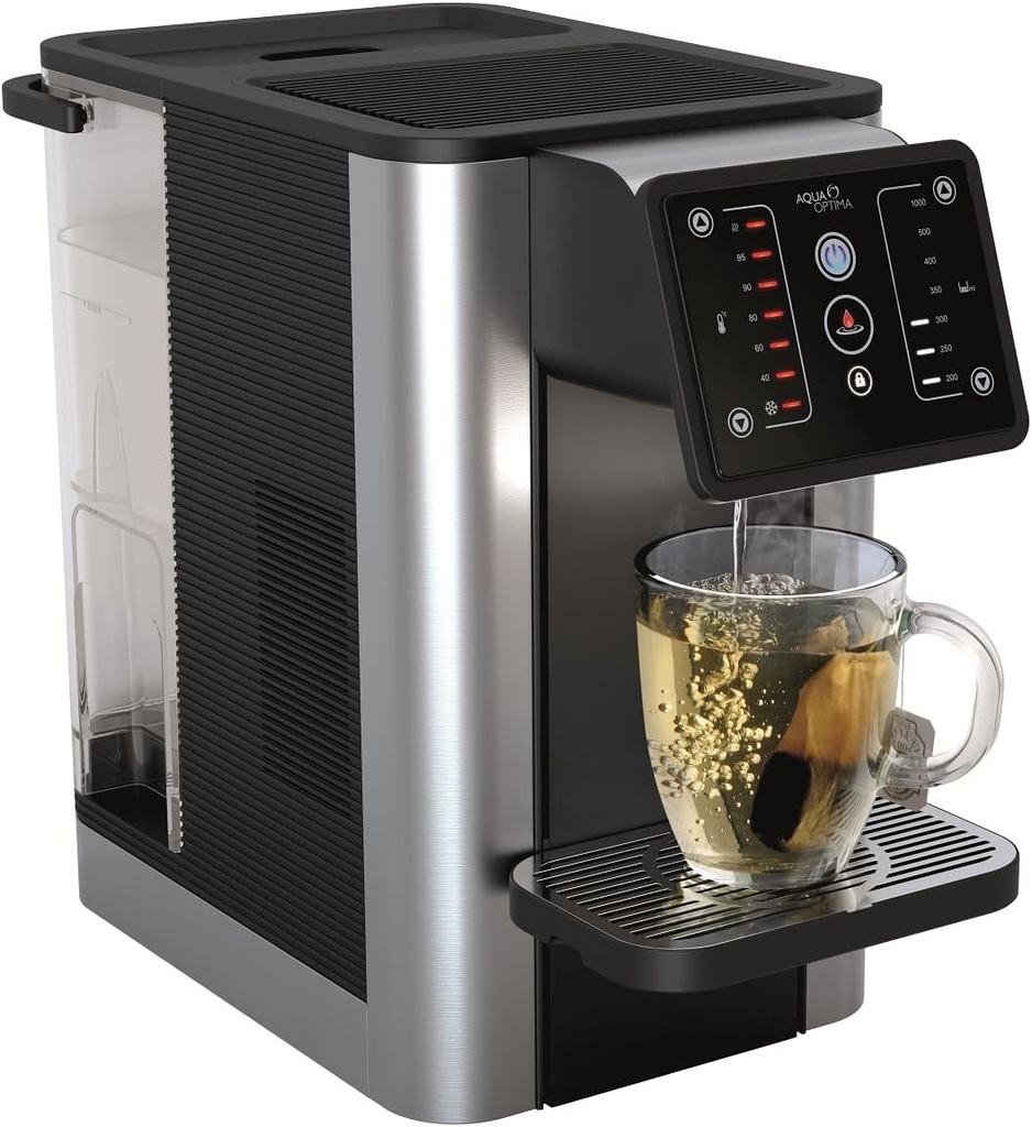 Aqua Optima Aurora dozator instant de apa calda si rece filtrata, reduce calcarul, microplasticele, clorul si altele cu filtrul Evolve+, aparat de 3.8 L pentru apa fierbinte si rece pentru casa si birou 
