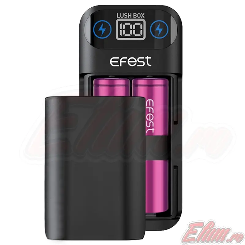 Incarcator Efest Lush Box pentru 2 acumulatori18650, functie powerbank