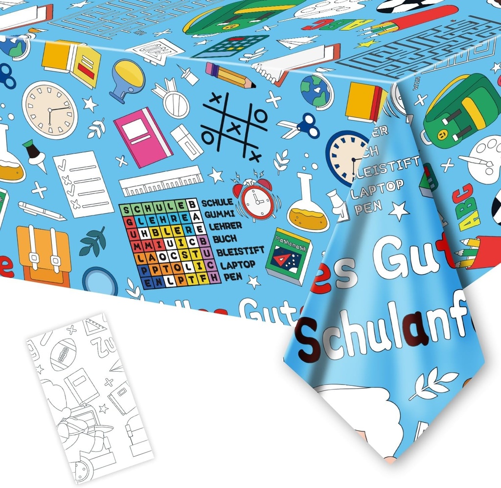 Poster gigant de colorat Alles Gute Zum Schulanfang, set jumbo pentru petrecerea primei zile de școală, artă murală mare, banner de bun venit, poster de colorat, decorațiune pentru clasa primară, 274 x 137 cm 