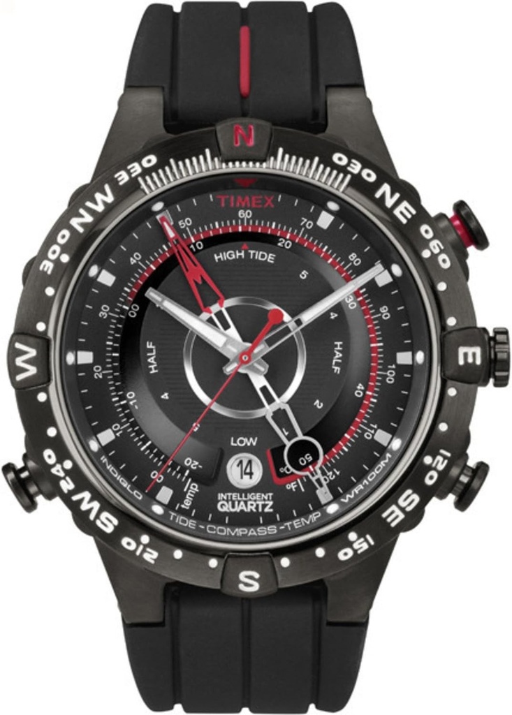 Timex Intelligent Quartz - Ceas analogic cu cuarț pentru bărbați cu curea din silicon, negru