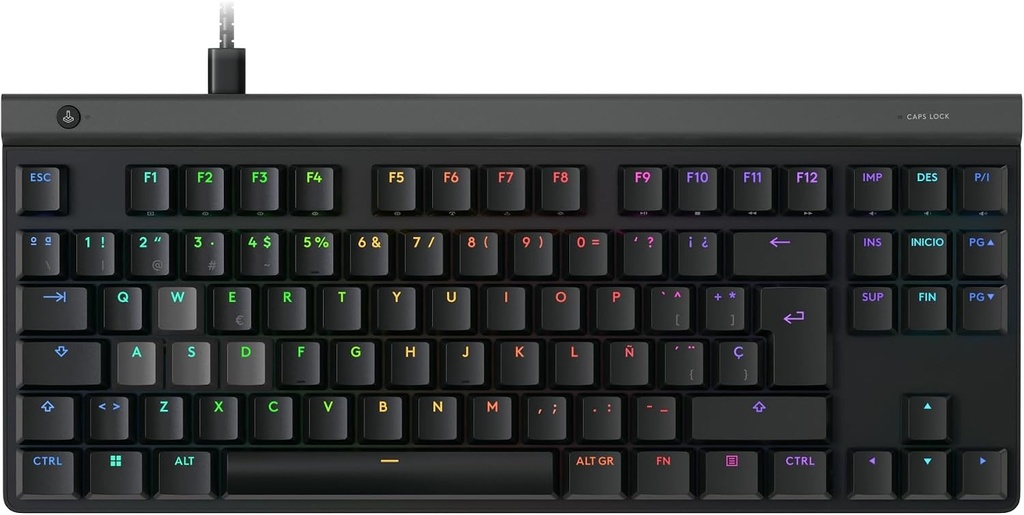 Logitech G G515 Rapid TKL, tastatură de gaming cu fir și profil redus, pentru jocuri pe PC, complet personalizabilă, switch-uri analogice cu profil redus, actuator rapid, USB-A, structură QWERTY în spaniolă - neagră