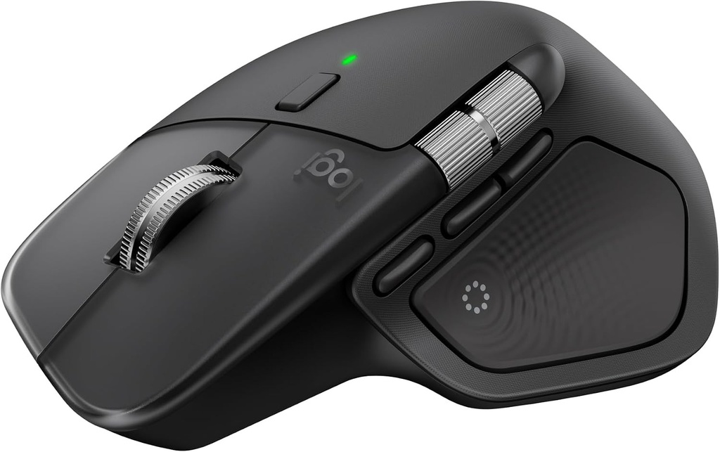 Logitech MX Master 4, Mouse wireless ergonomic cu feedback haptic avansat, derulare ultrarapidă, încărcare USB-C, Bluetooth, Windows, macOS - Negru