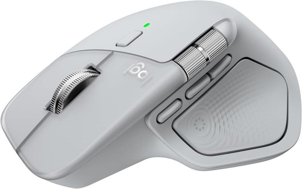 Logitech MX Master 4, Mouse wireless ergonomic cu feedback haptic avansat, derulare ultrarapidă, încărcare USB-C, Bluetooth, Windows, macOS - Gri pal