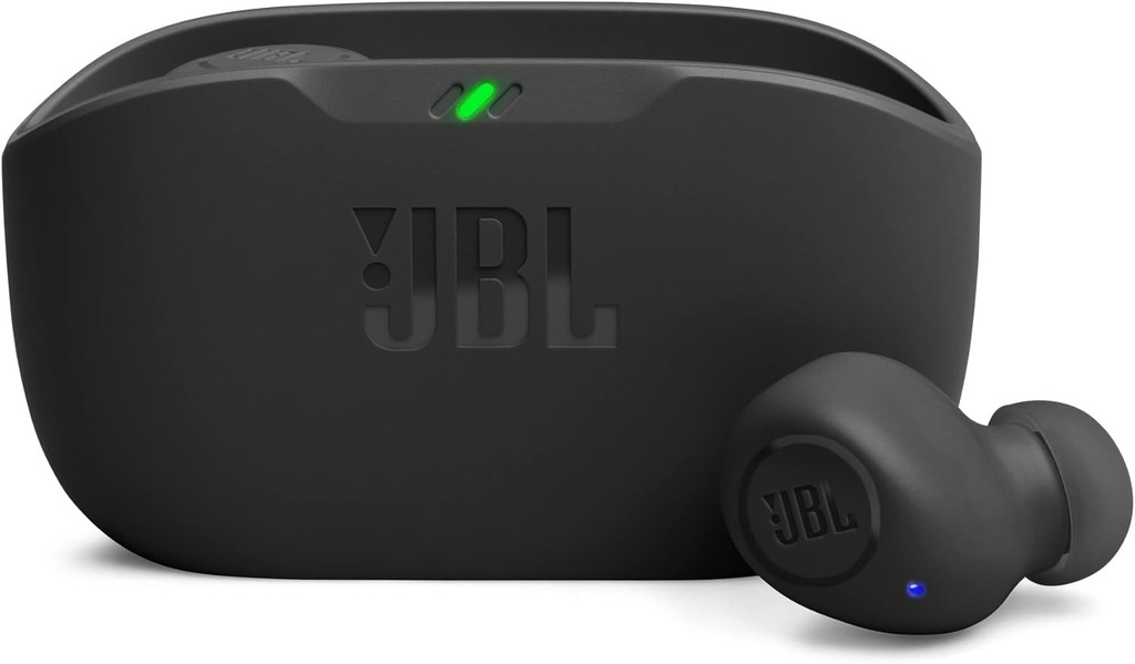 JBL Wave Buds, căști intraauriculare wireless cu rezistență la apă IP54 și IPX2, bas puternic și autonomie a bateriei de 32 de ore, în negru