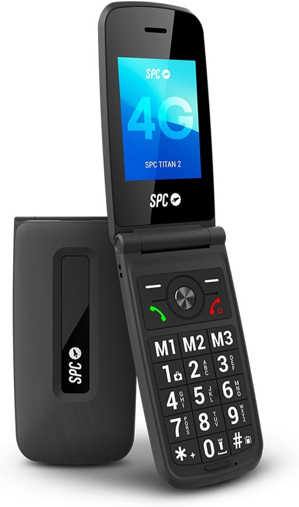 SPC Titan 2 - Telefon mobil pentru seniori cu butoane mari, 4G, negru