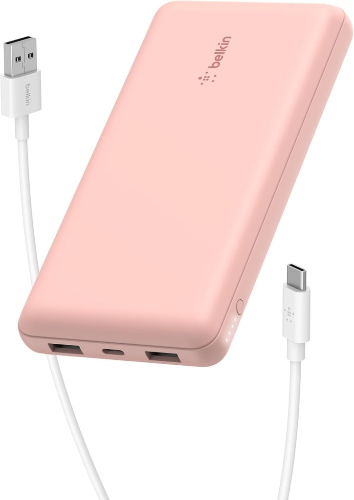 Baterie externă Belkin BoostCharge 10000 mAh cu porturi USB-C și USB-A - Roz