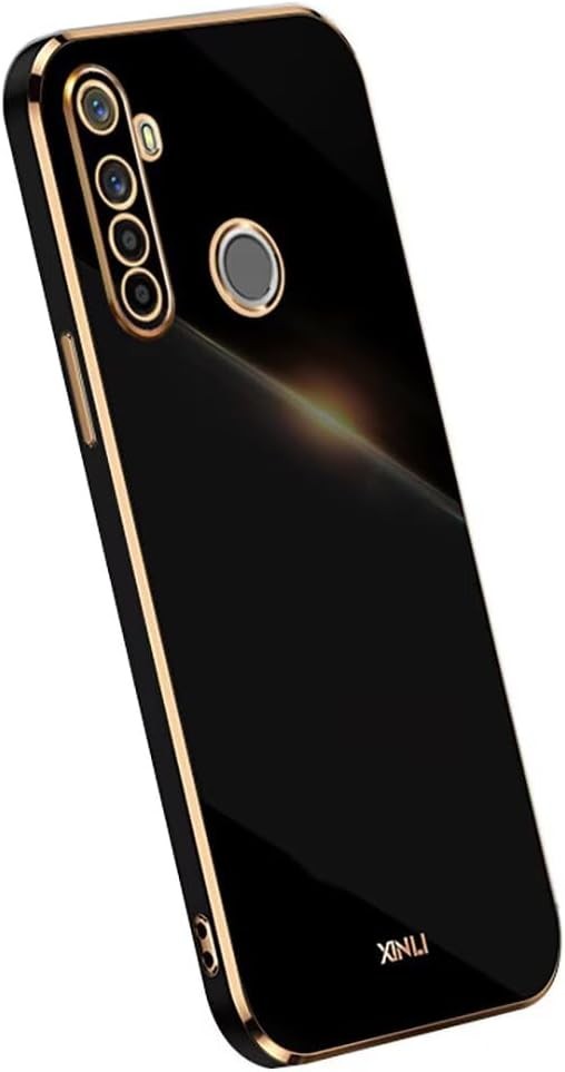 Husă de silicon Topme pentru Realme 6i / Realme 5i / Realme 5s / Realme 5 (6,52" inci), [Hușă de telefon cu margine aurie] - Negru