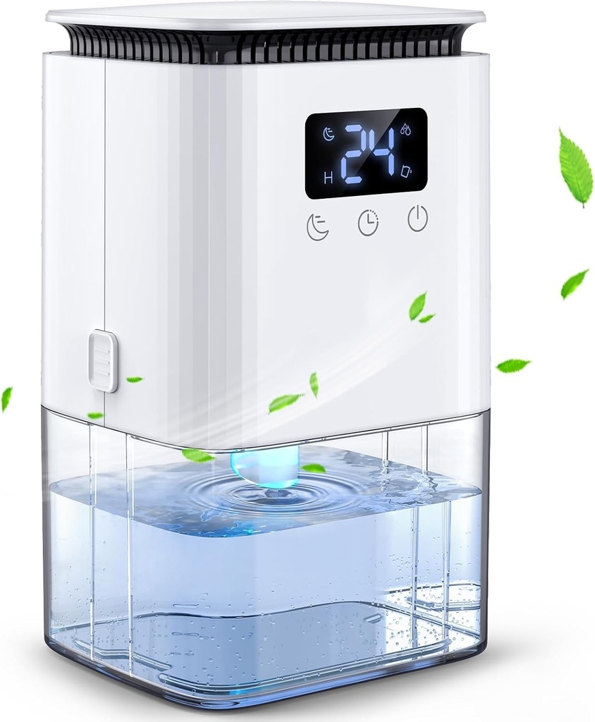 Dezumidificator de casă, dezumidificator portabil de 1300 ml, puternic, temporizator de 24 de ore, oprire/dezghețare automată, ultra silențios, împotriva umidității pentru dormitor, dulap, baie