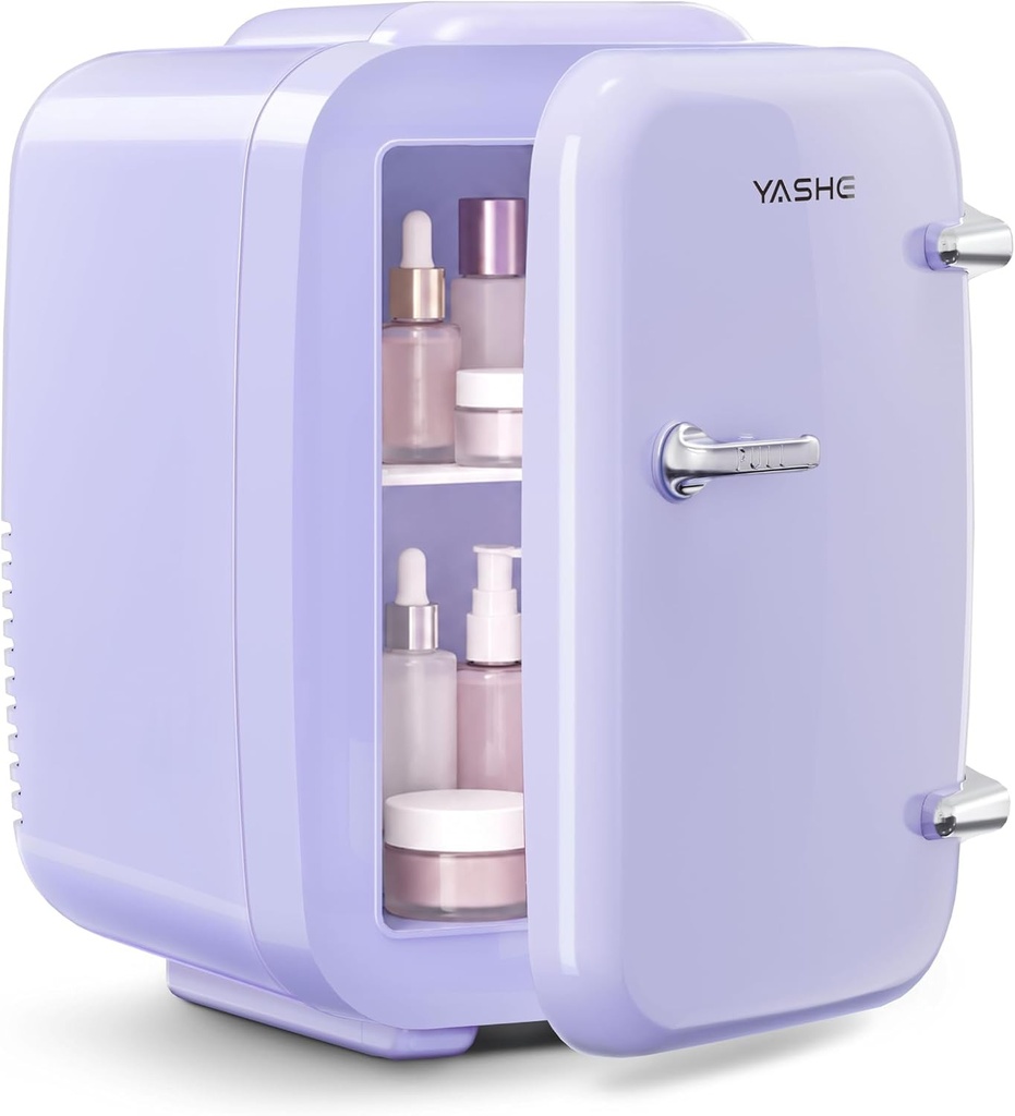 Mini frigider YASHE, frigider mic de 4L pentru îngrijirea pielii, încălzitor termoelectric de băuturi 220V AC/12V DC, birou, cămin, mașină, violet