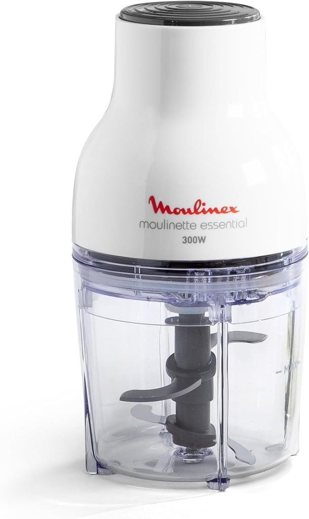 Moulinex DJ5201 Moulinette Essential, 4 lame ascuțite, toacă, mixează și toacă, tocător, capacitate recipient 400 ml, 300 W, alb