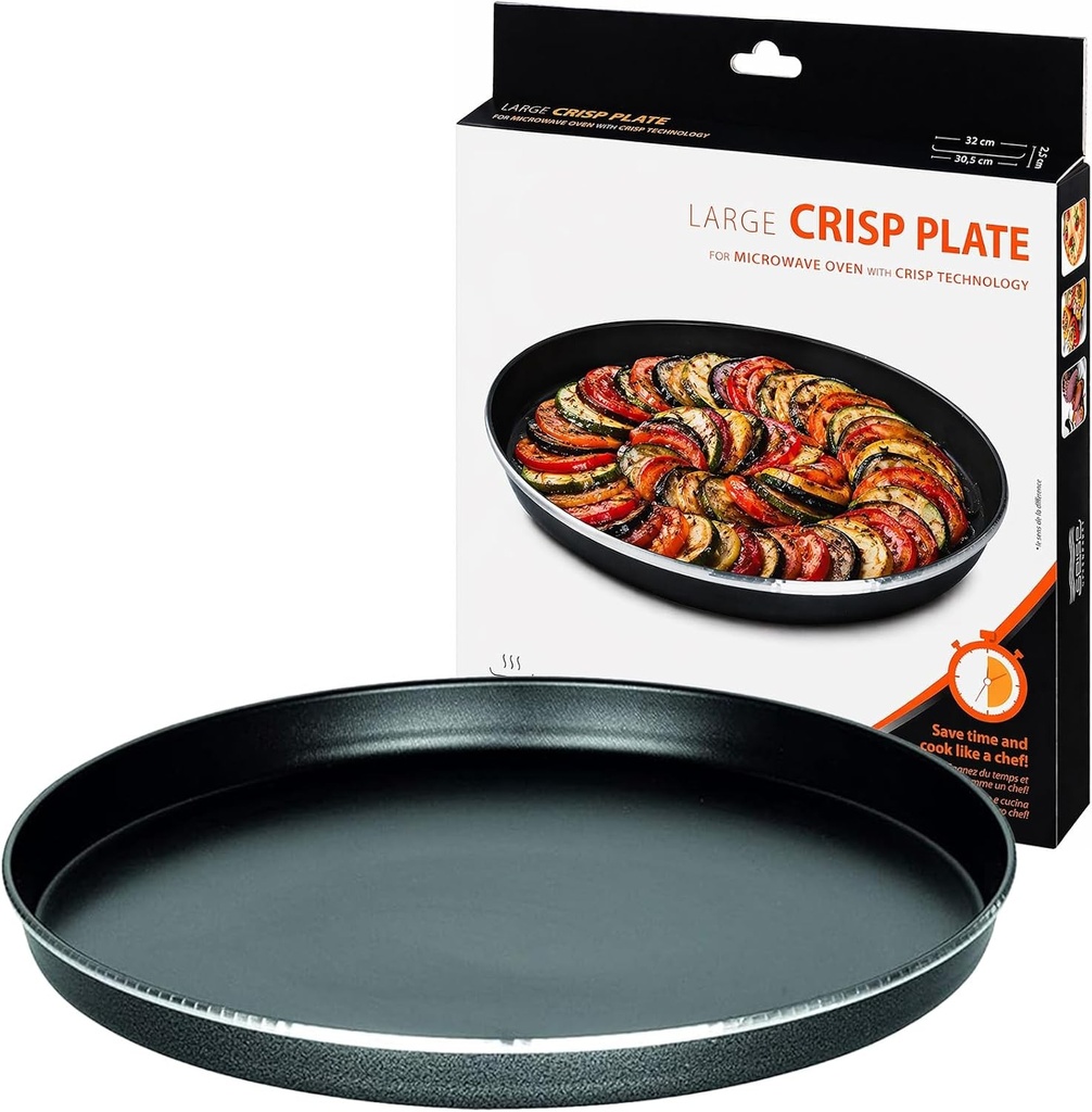 Platou Crisp AVM305 pentru cuptorul cu microunde compatibil cu Whirlpool Ø32 cm H 2,5 cm, înlocuitor pentru platoul Crisp pentru pizza și gratinatul AVM305 și seria Crisp