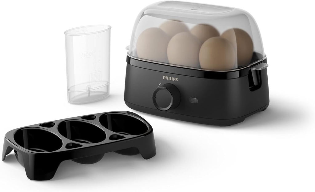 Aparat electric de gătit ouă Philips 3000, până la 6 ouă, dimensiune familie, 400 W