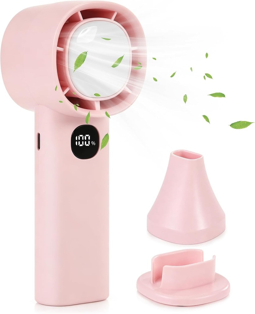 OVOOKER Mini ventilator portabil reîncărcabil - Ventilator portabil, ventilator mic de buzunar USB cu 5 niveluri de viteză, baterie de 3000mAh pentru călătorii, birou, exterior roz