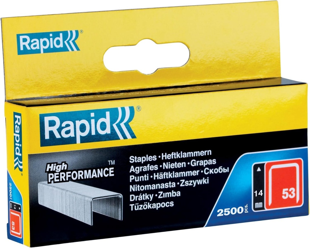 Capse fine Rapid 2500 nr. 53/14, oțel galvanizat, pentru tapițerie