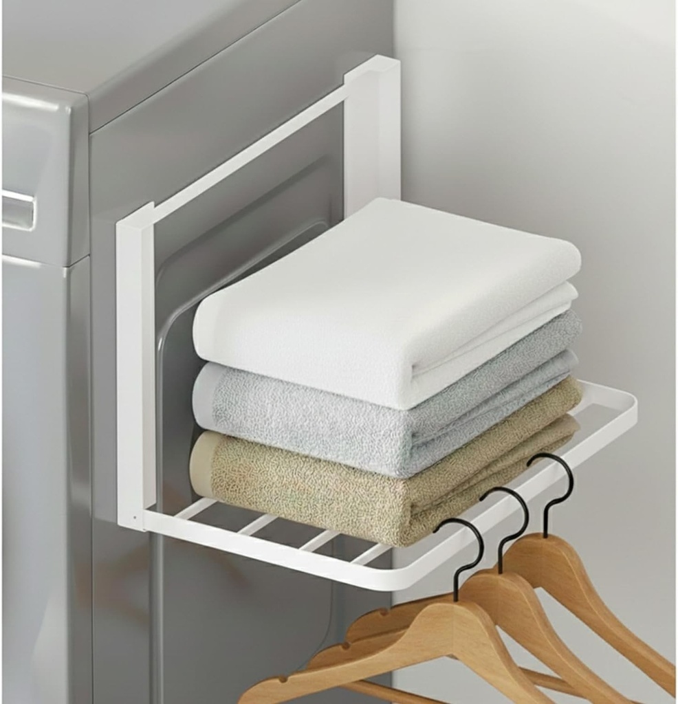 Cadouri magnetice pentru mașină de spălat, raft magnetic, suport magnetic pentru prosoape, pentru uscător, organizator pentru mașină de spălat 40,5 x 25 cm pentru agățarea hainelor, prosoapelor, rufelor murdare (alb)