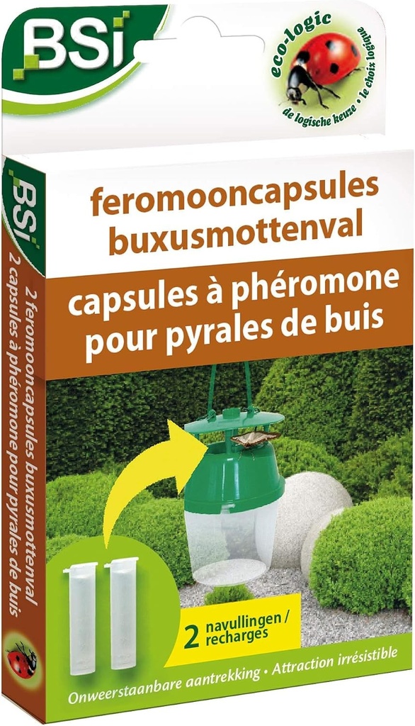 BSI - Rezervă capcană cu feromoni - pentru molii de buxus - Efect de până la 3 luni - 2 capsule, fără recipient