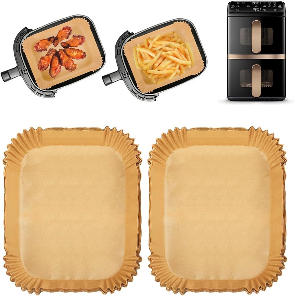 120 buc. Hârtie de copt Airfryer compatibilă cu Philips Airfryer seria 4000, coș dublu suprapus, accesorii pentru friteuză cu aer cald compatibile cu Philips NA460 NA462, Ninja AF400EU SL400EU