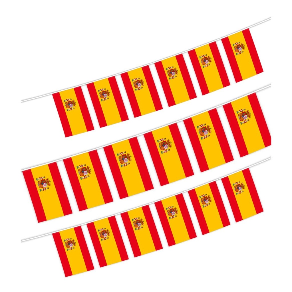 Steagul Spaniei, 40 de bucăți, ghirlandă cu steaguri Spaniei, 11,4 m, steaguri naționale, steaguri europene, 14 x 21 cm, pentru decorațiuni de bar și grădină