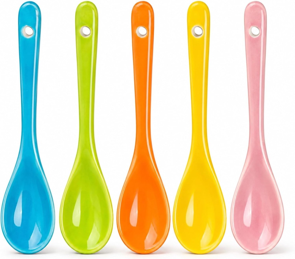 5 lingurițe de cafea ceramice colorate, lingurițe de ceai cu ouă