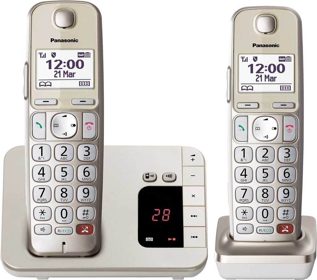 Telefon fără fir Panasonic KX-TGE250GN (blocare până la 1.000 de numere de telefon, dimensiune clară a fontului cu contrast puternic, receptor extra puternic, apeluri hands-free full duplex)