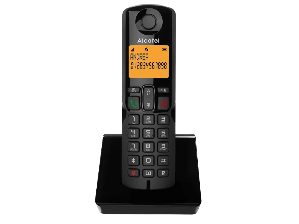Telefon fără fir Alcatel S280 Negru , cu funcție hands-free, agendă telefonică cu 50 de nume și numere, funcție pentru blocarea apelurilor nedorite