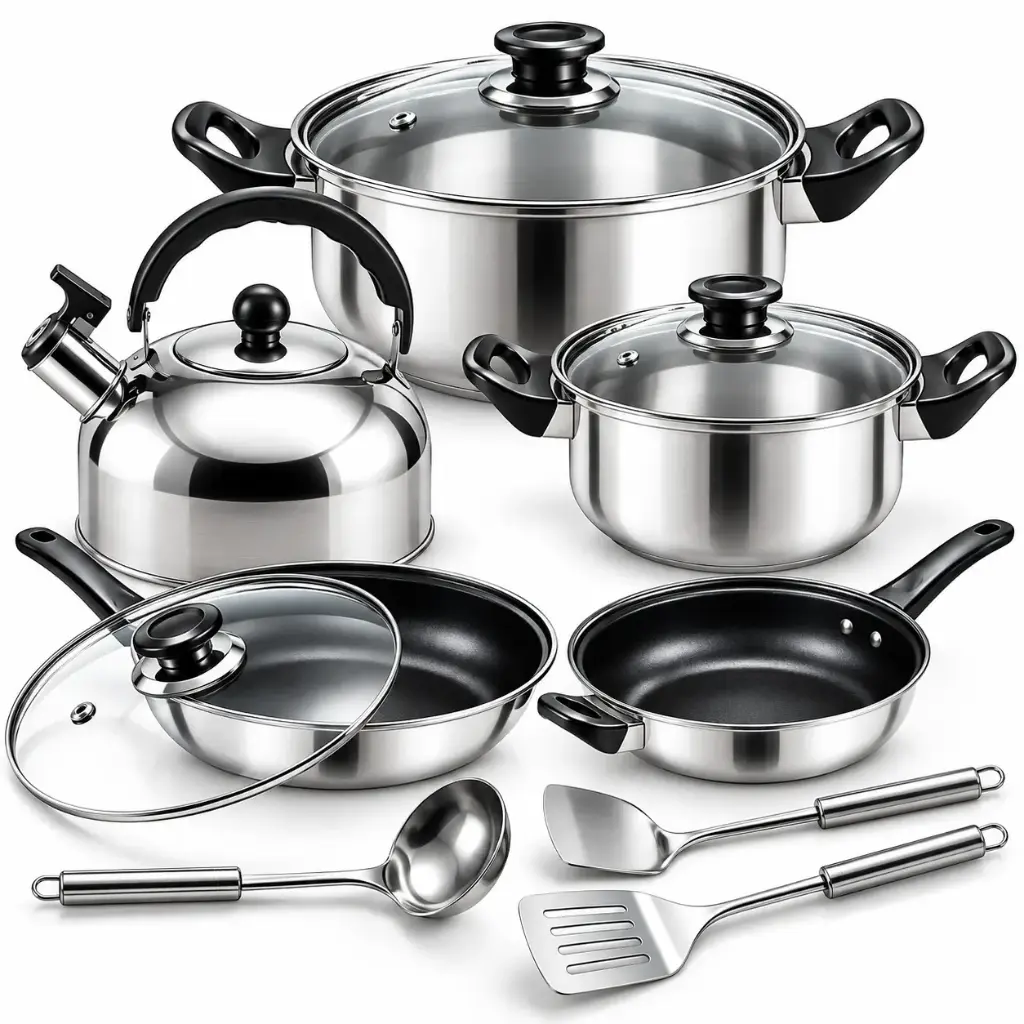 Set de oale și accesorii de bucătărie 11 buc. cratiță cu inducție pe gaz