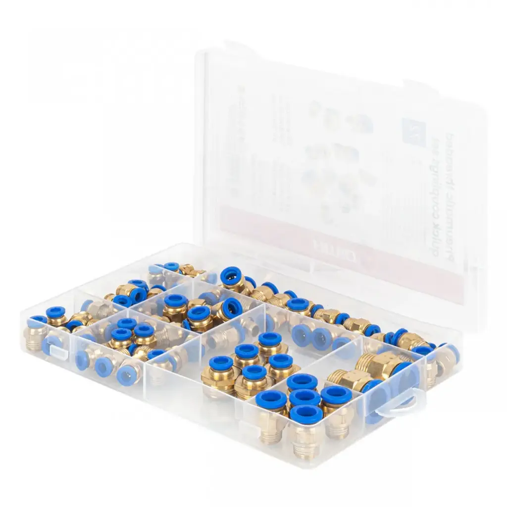 Set cuplaje rapide pneumatice filetate 1 4-16mm 72 buc AMIO-04922