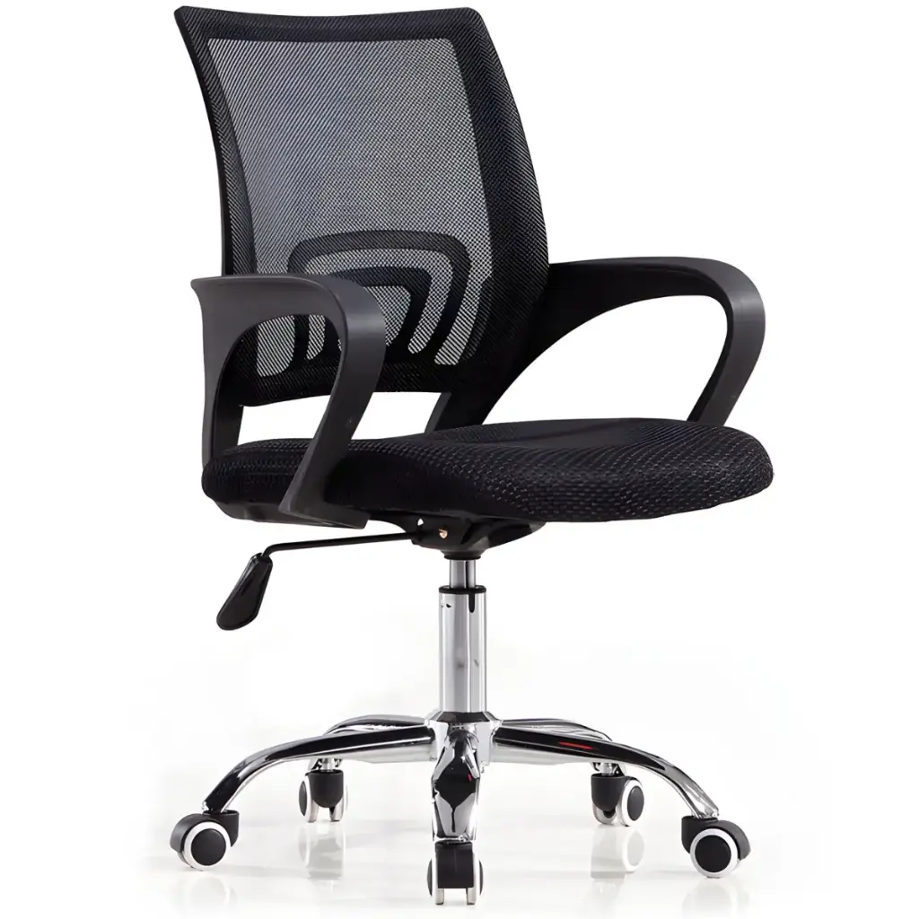 Scaun ergonomic de birou / Scaun rotativ / Scaun directorial cu spătar din plasă și suport lombar, Negru