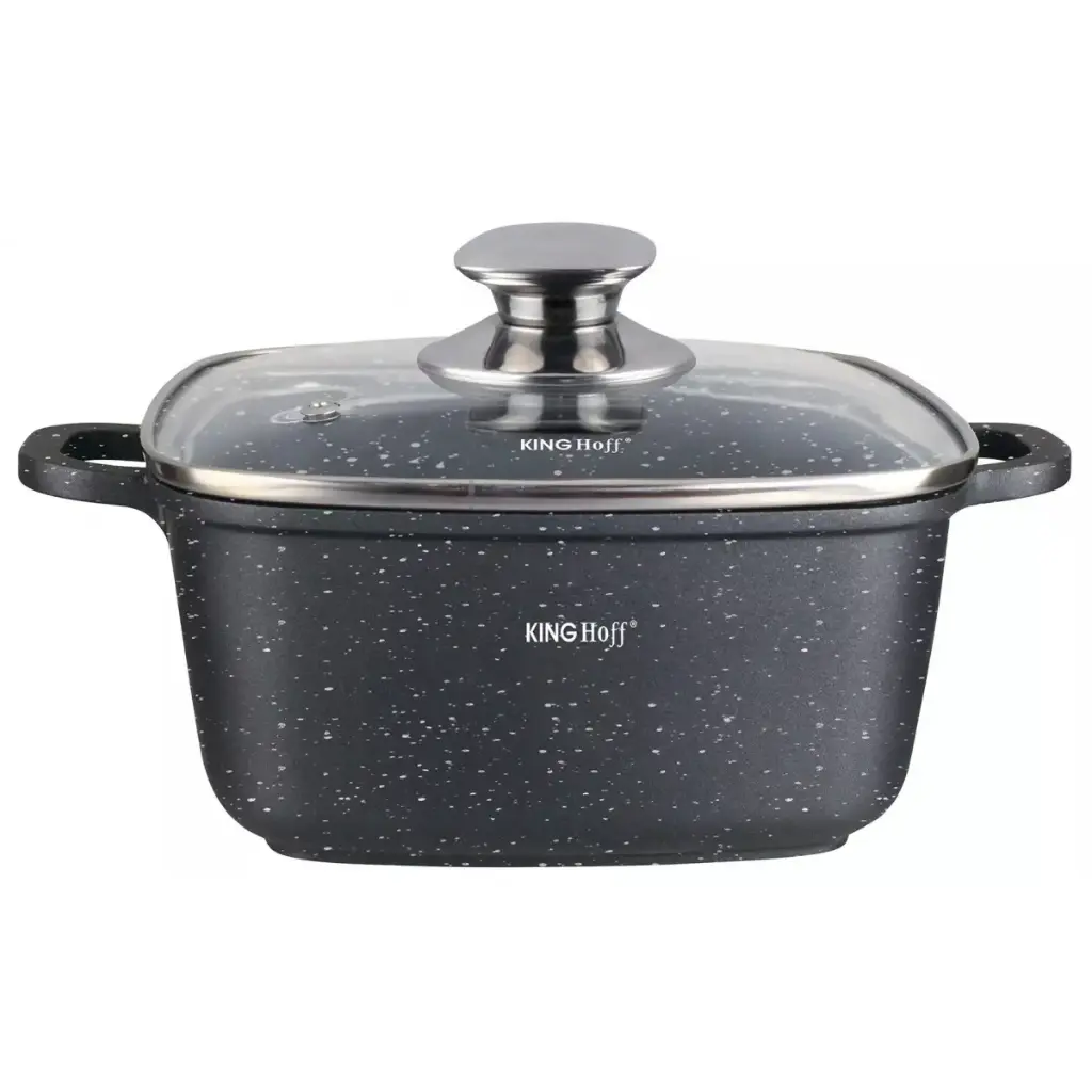 Oala cu capac de marmură, 28x28cm 6,5l negru kinghoff
