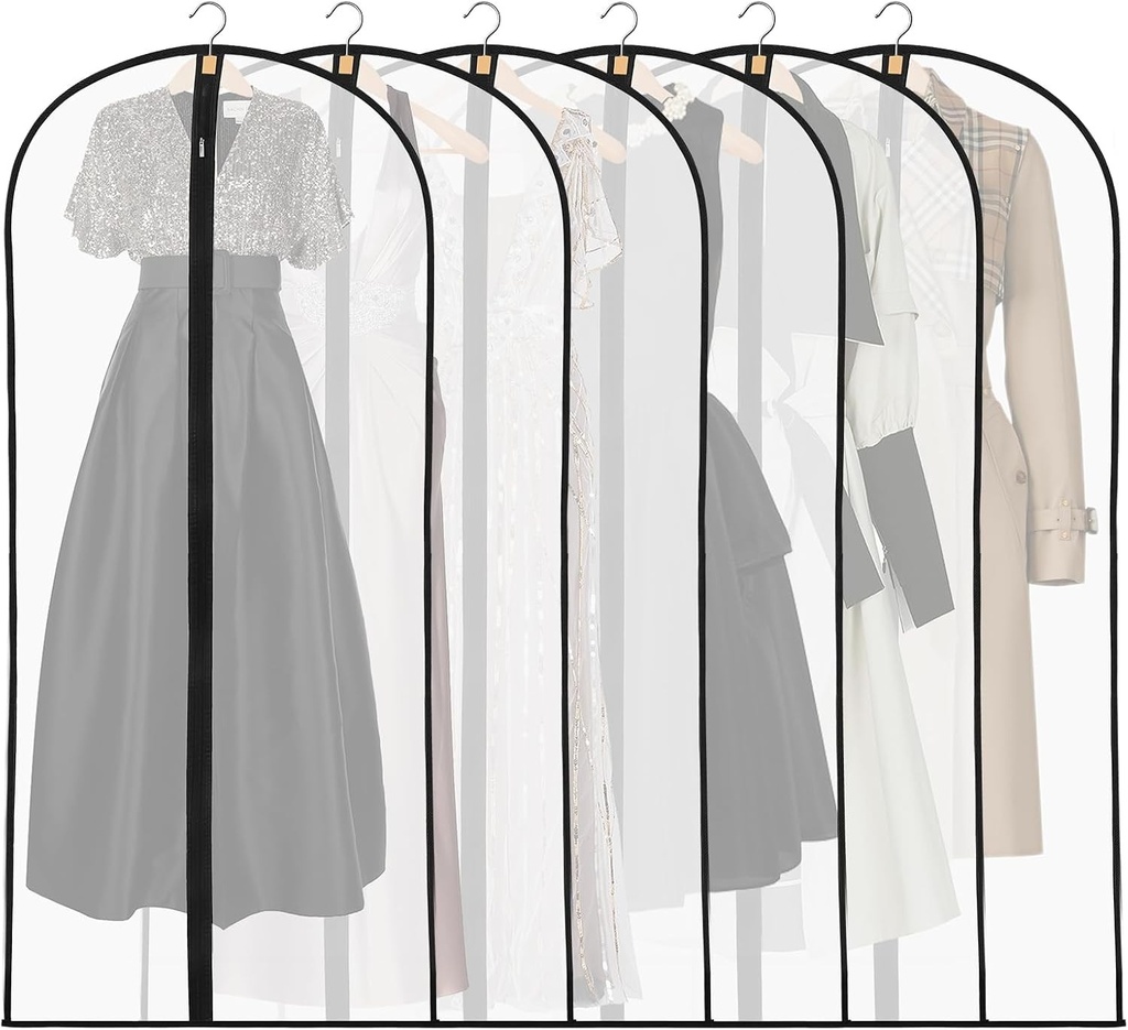 Set de 6 huse lungi pentru haine Dntorx, 60 x 140 cm, transparente
